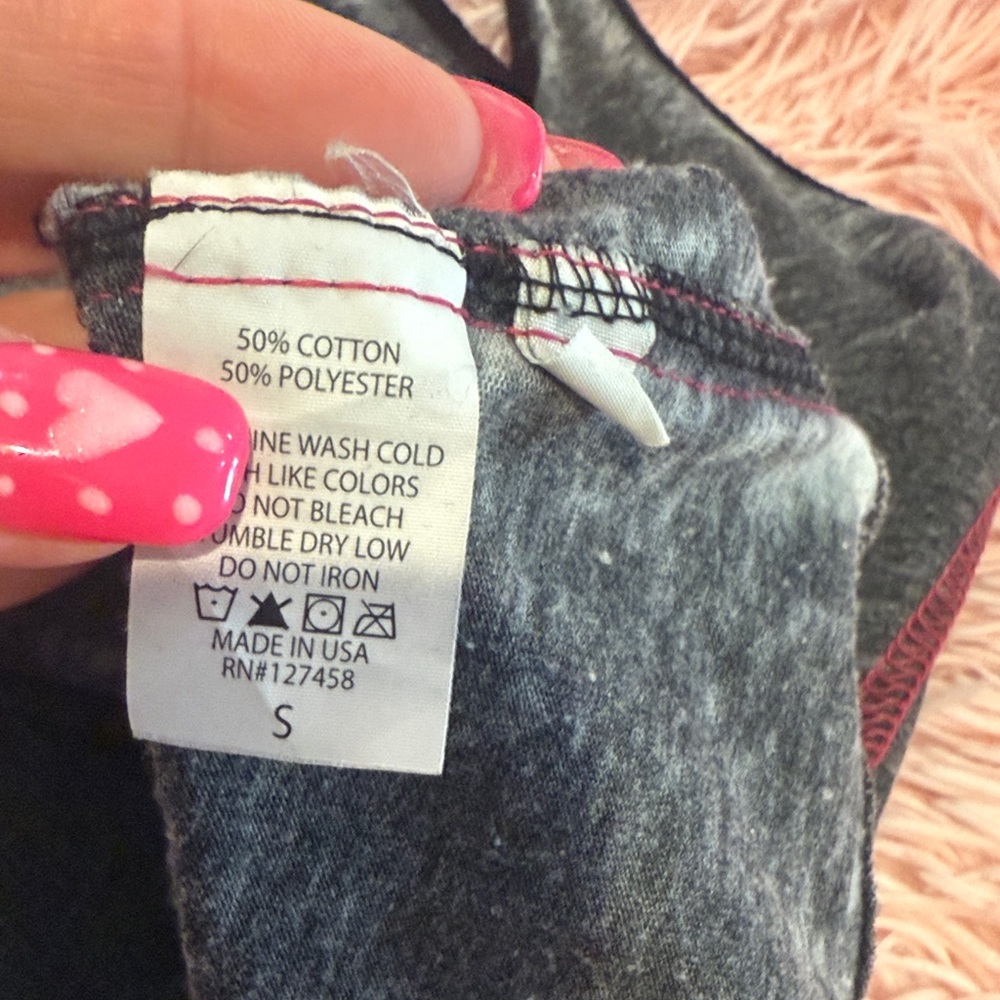 Affliction Charcoal Tank with Pink Design - Picture 3 of 3